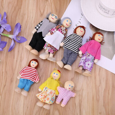Buy 7 People Family Dolls Playset Wooden Figures For Children House Pretend Gift UK