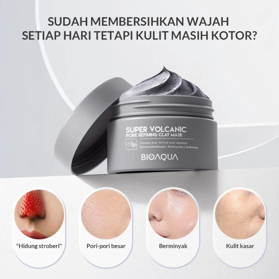 Máscara de arcilla refinadora de poros súper volcánicos BIOAQUA 100 g - Mas volcánica Foto 2 de 4