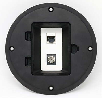 RiteAV Cat6 Shielded Ethernet Coax Cable TV Floor Box Black