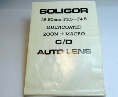 SOLIGOR 28-80mm f3.5-4.5 CD Lens macro zoom Instructions manual Guide English E 