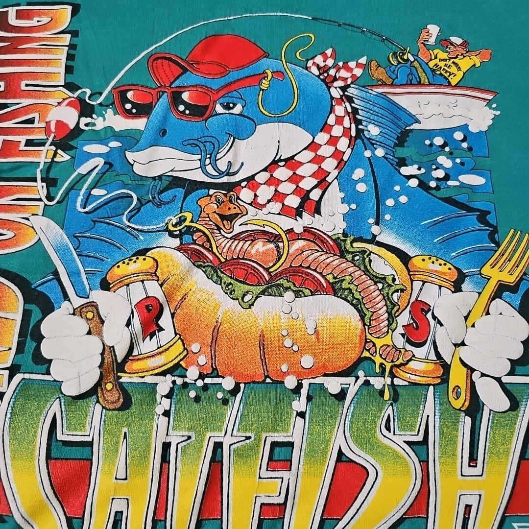 Vintage Single Stitch Florida Screen Stars Best Size XL Fishing Hooked Catfish View 4