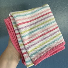 Gerber Thermal Baby Blanket Pink Edge Blue Green Purple Waffle Weave Lovey