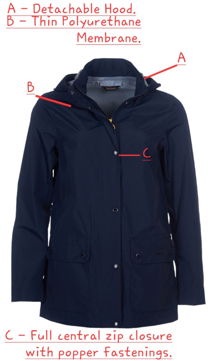 Barbour Womens Navy Fourwinds Waterproof Jacket Size UK 16 / EURO 