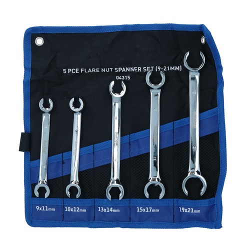 Metric Flare Nut Brake Gas Fuel Pipe Spanner Wrench 9mm – 21mm 5pc Set - Picture 3 of 6