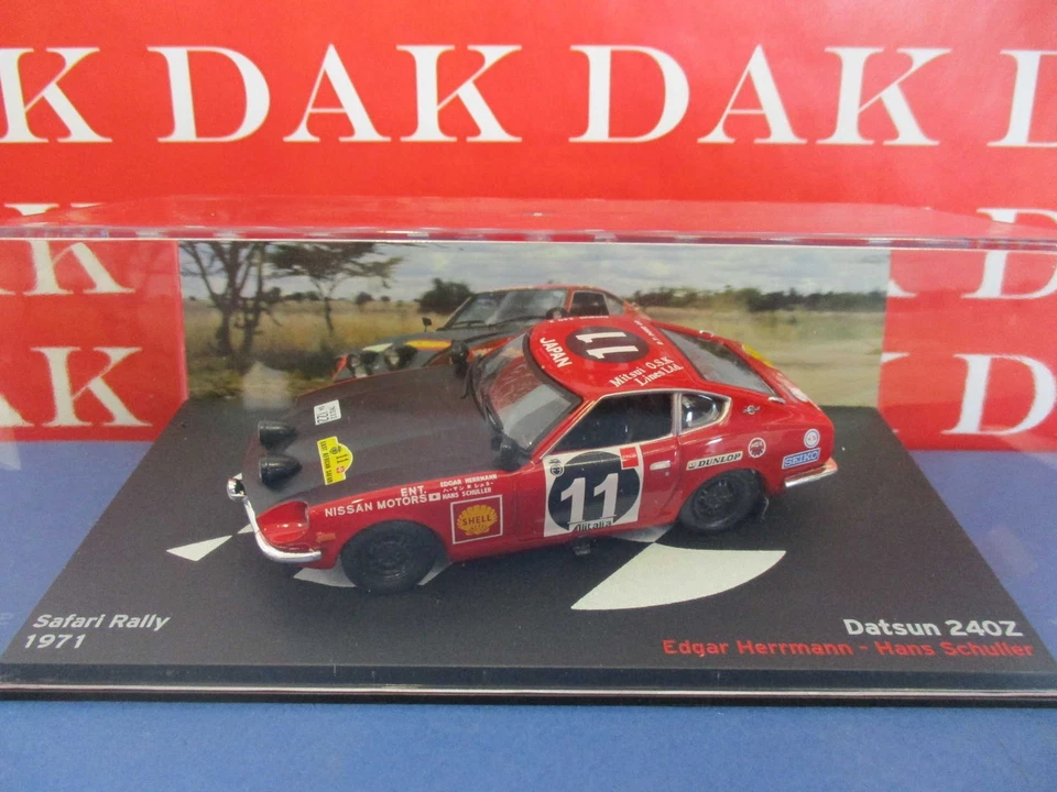 Die cast 1/43 Modellino Auto Datsun 240Z Rally Safari 1971 H. Hermann - Immagine 4 di 4