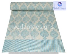 Vintage Floral Kantha Quilt Blanket Indian Bedspread Coverlet Throw Art