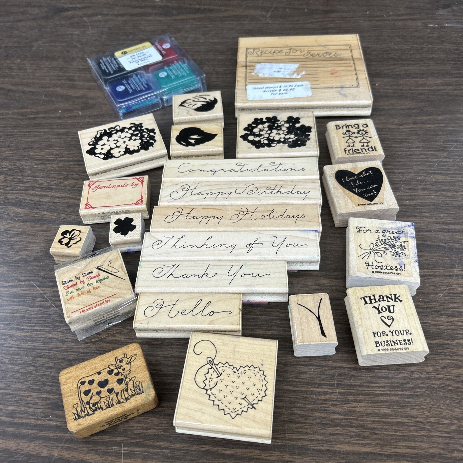 Lot of Assorted Rubber Stamps & Ink Pads for Crafting Scrapbooking