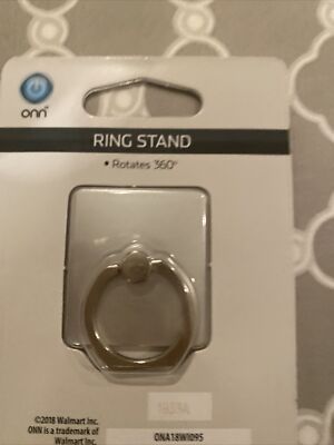 NEW ONN Ring Phone Holder Stand Grip 360-Degree Rotation Holder Silver