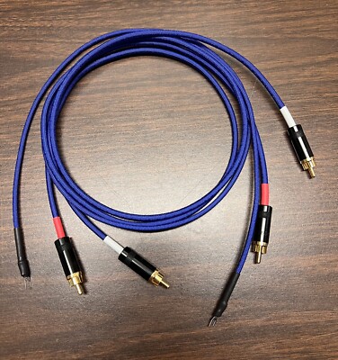 Audiophile Turntable Phono RCA Cables w/Ground Low Capacitance Interconnect 7 Ft
