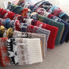 Leg Warmers For Knee Wool Blend Socks Black Red Khaki Navy Green