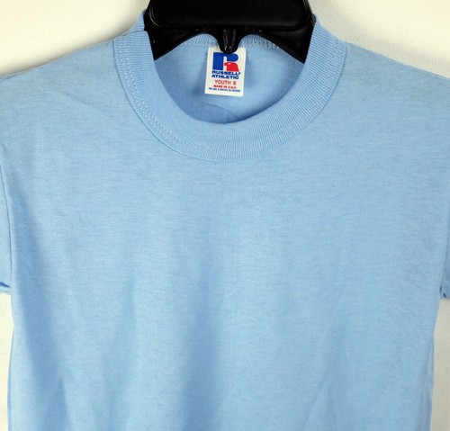 VINTAGE Russell Athletic Youth S Lt. Blue T-Shirts - Lot of 3 - Picture 3 of 5