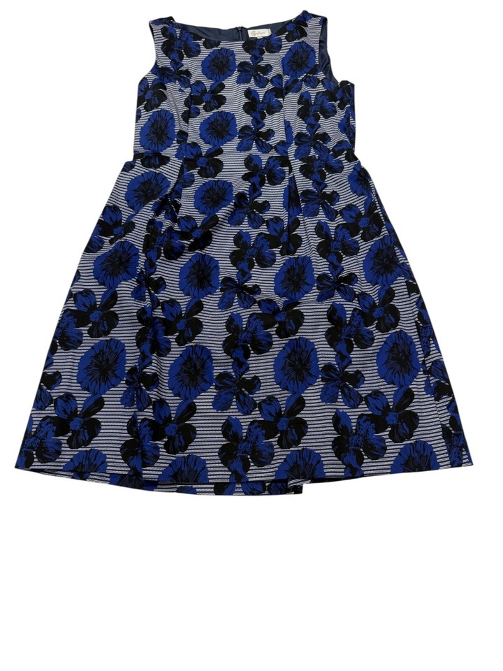Capture Womens Blue White Sleeveless A Line Dress Size 14 Good Condition