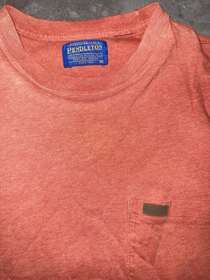 Camiseta Jersey Vintage Pendleton Salmón Bolsillo Único Mediana Foto 2 de 4