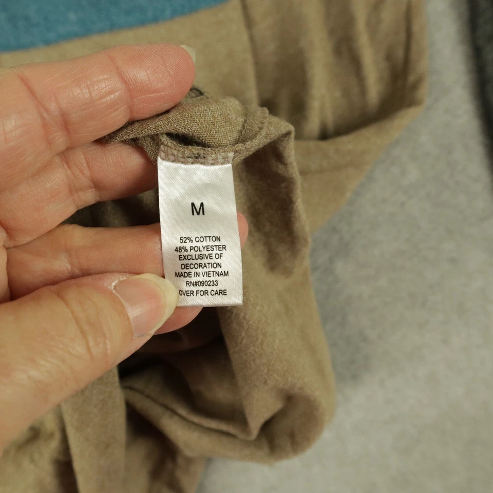 Camiseta On the Byas Henley Para Hombre Mediana Informal Bolsillo Camiseta Marrón Raglán Manga 3/4 Foto 2 de 4