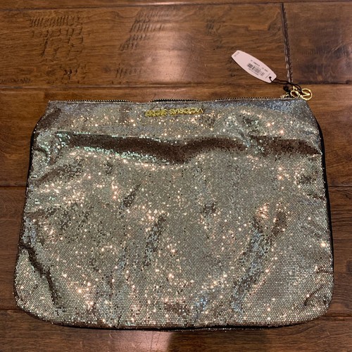 Victorias Secret Gold Glitter Bling Fold Over Zip Evening Bag Clutch Purse New - Picture 9 of 11