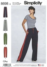 Simplicity 8698 Track Pants w Wide or Slim Leg, Pockets, Trim Detail Sz 6-24 UC
