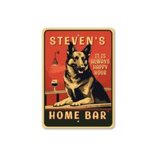 Custom Family Name German Shepherd Home Bar Sign