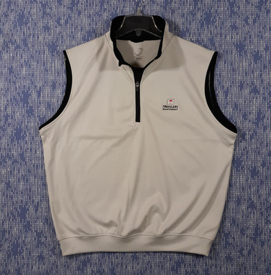 Zero Restriction Golf Vest Mens L 1/4 Quarter Zip White Mock Neck Travelers