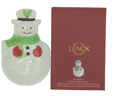 Lenox Snow Man Ceramic Spoon Rest Christmas Holiday
