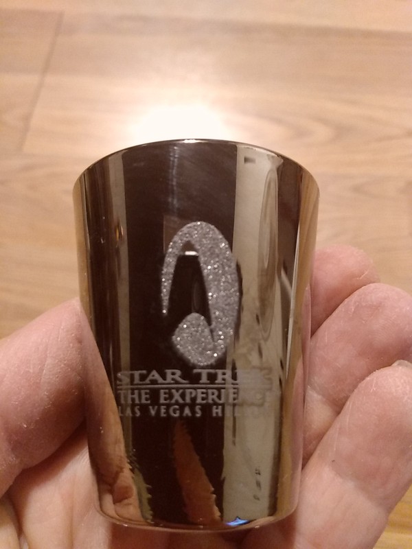 Star Trek "The Experience" Shot Glass Las Vegas Hilton Metallic Chrome Finish