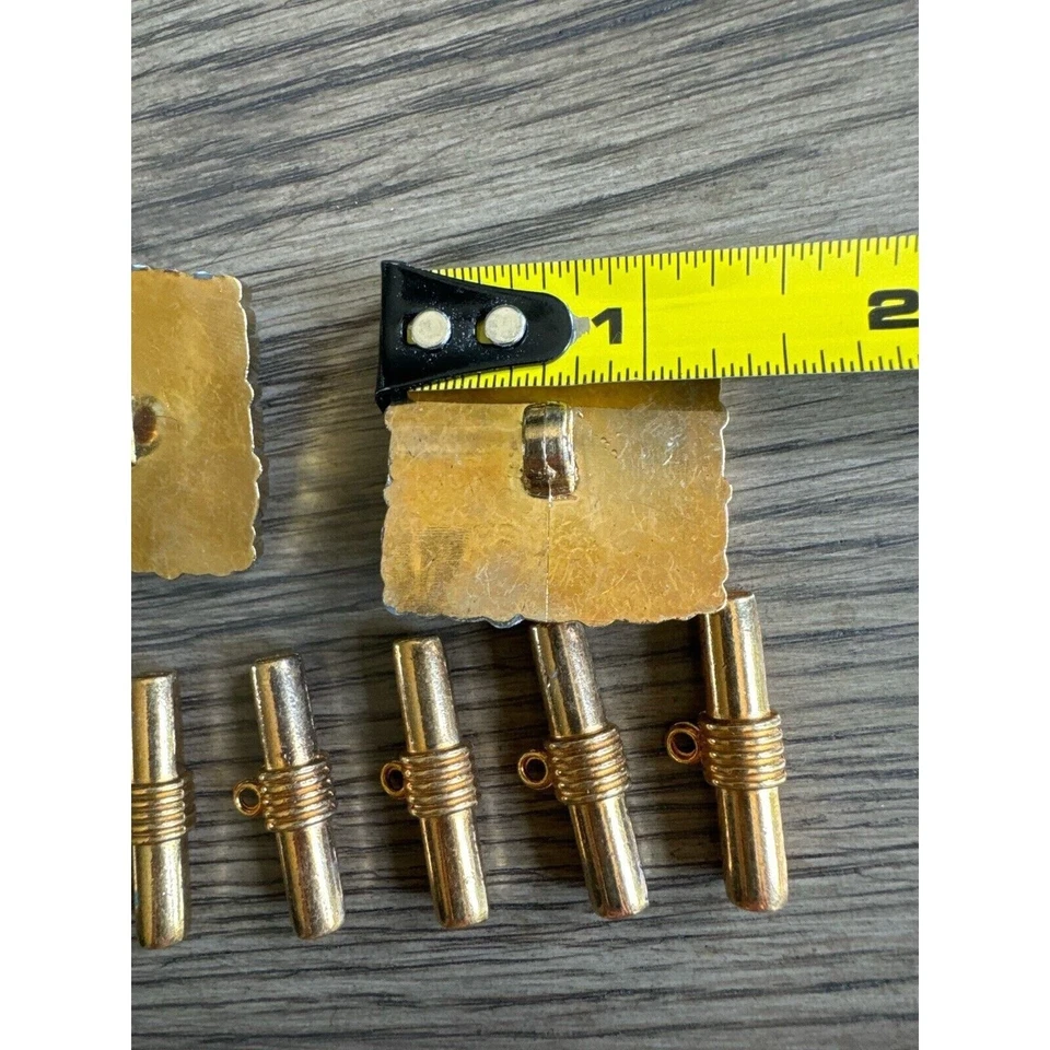 Vintage Large Pink & Gold Shirt Dress Jacket Shank Toggle Buttons Gold Tone 8 Pc - Image 4 of 4