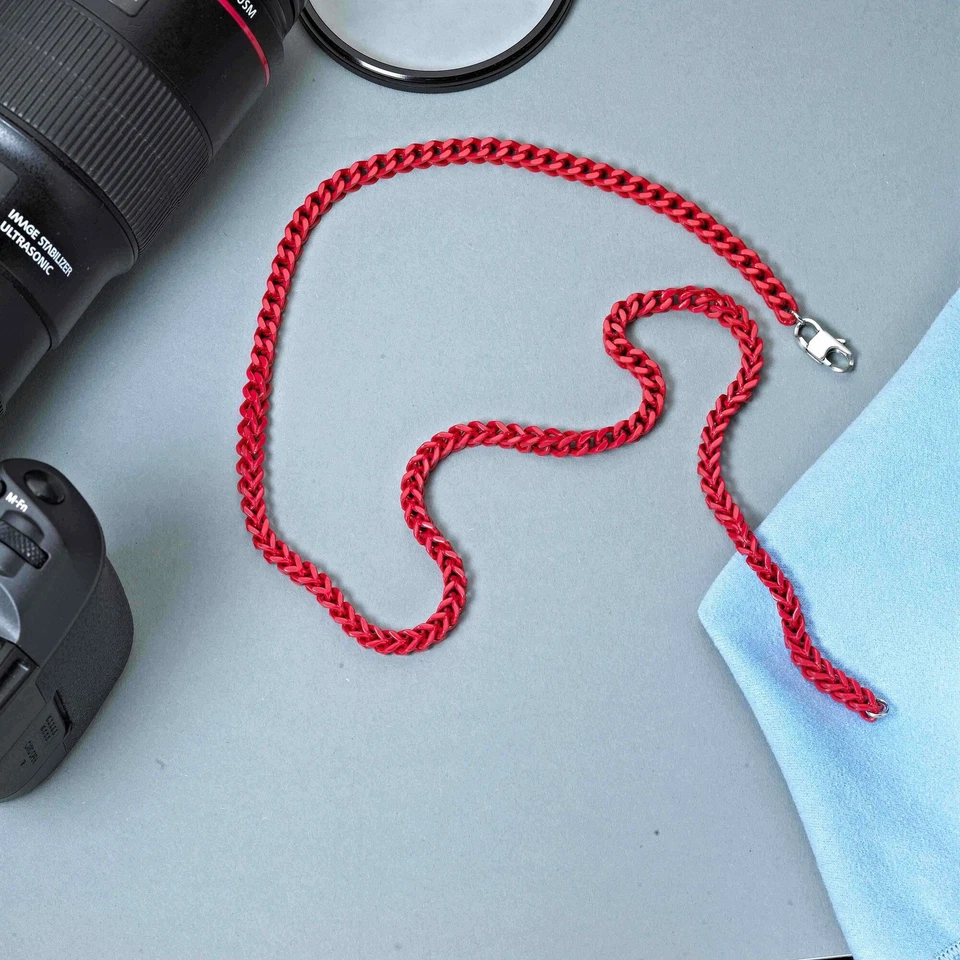 Stainless Steel 5 MM Red/Blue Acrylic Thick Franco Chain Necklace - 22-30 Inch - Image 2 of 4