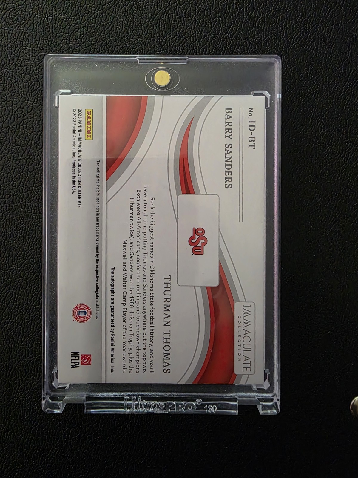 2023 Immaculate Green #ID-BT Barry Sanders and Thurman Thomas DUAL AUTO 3/5 view 4