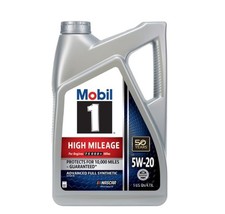 Mobil 1 5W-20 High Mileage Full Synthetic Engine Oil 5QT Advanced Protection 28.00 per gallon