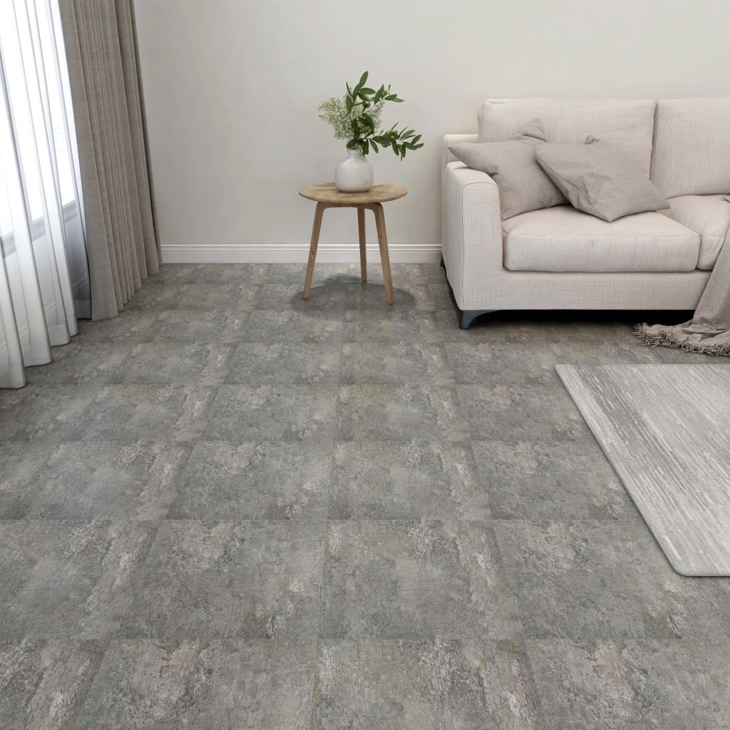 Pavimento PVC Adesivo Grigio 55 Pezzi - Rivestimento Vinilico 5,11m²