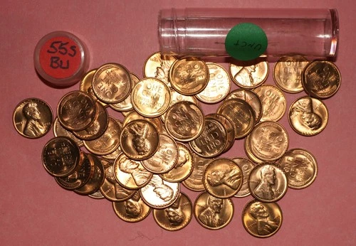 1955 S Lincoln Wheat Cent roll - UNC+