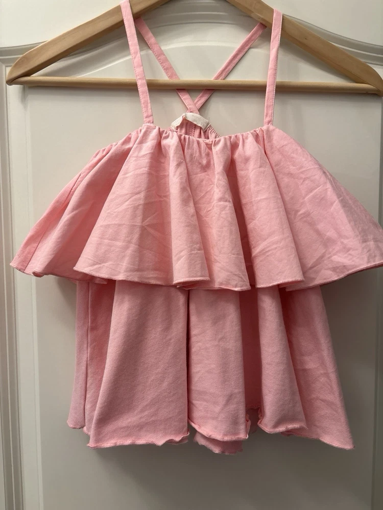 Zara Kids Volant-/Rüschen-Top rosa – Gr. 140