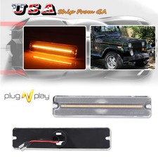 2x Clear Amber Led Fender Flare Side Marker Light For 1987-1995 Jeep Wrangler Yj