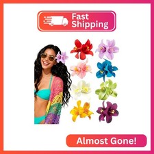 Hawaiian Flower Hair Clips for Women 8 Pcs Plumeria Hair Claw Clips, 3.5 Inch Ar