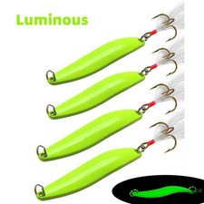 10pcs Luminous Trout Spoon Metal Fishing Lures Spinner Baits Bass Hooks Tackle