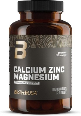 (124 EUR/kg) Biotech USA Calcium Zinc Magnesium Organic 90 Tabletten