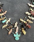 VINTAGE ZUNI NATIVE AMERICAN 3 STRAND FETISH NECKLACE TURQUOISE HEISHI BEADS — photo 2