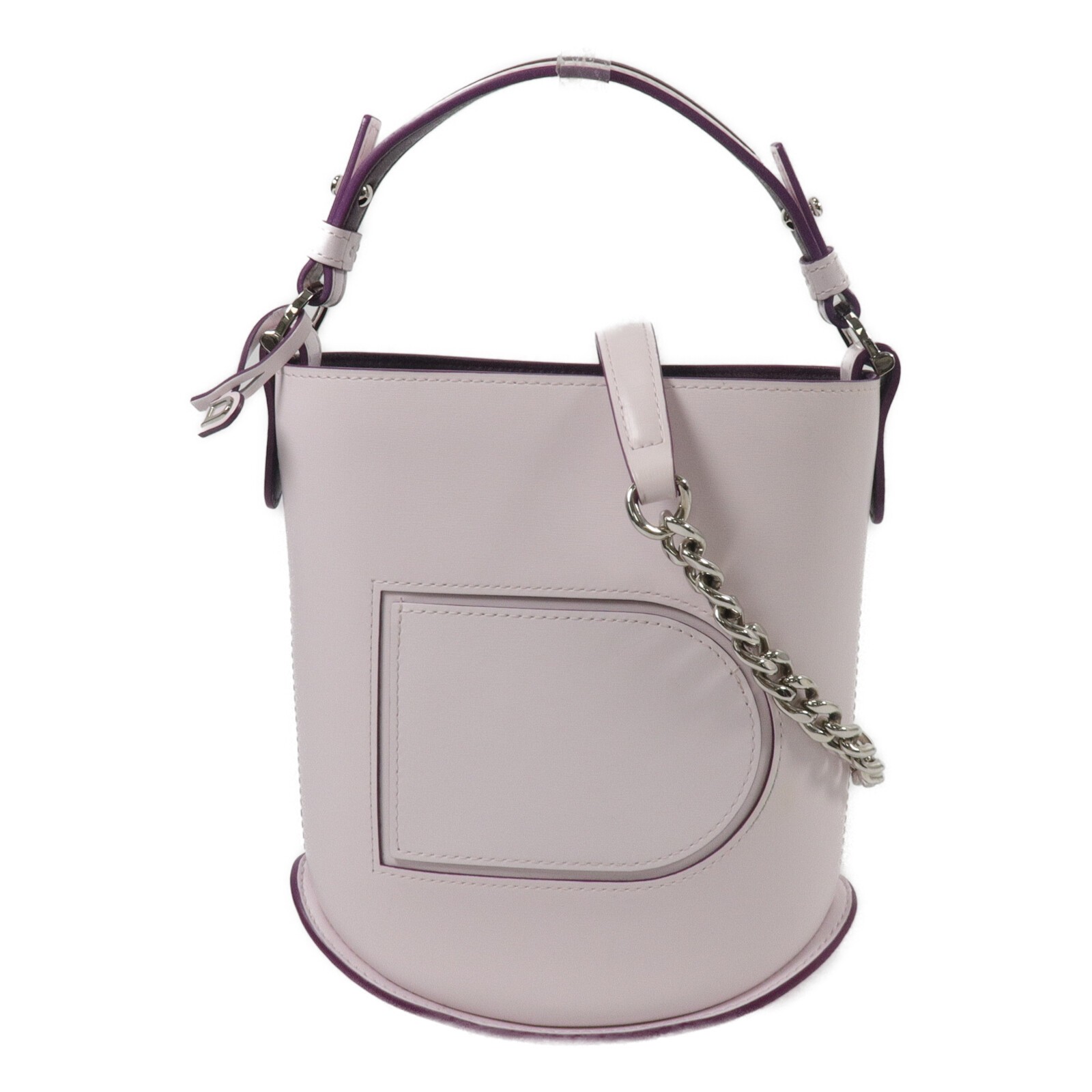 DELVAUX SHW Pin Mini Bucket 2WayShoulder Bag Calfskin Leather Purple