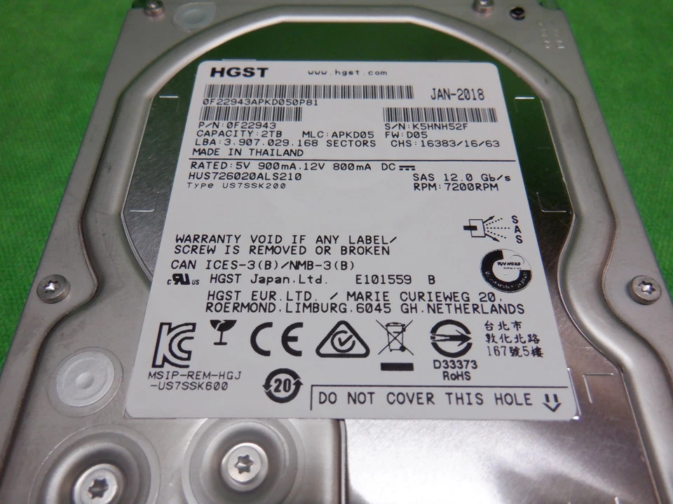HGST 2TB LFF SAS Hard Disk Drive 0F22943 3.5" 7.2k 12Gbps HDD - Image 2 of 3