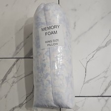 Memory Foam King Size Bed Pillow White Blue Abstract Rectangular Bedroom