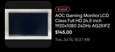 AOC Gaming Monitor LCD Class Full HD 24.5 inch 1920x1080 240Hz AG251FZ