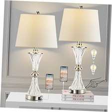 Touch Control Table Lamp for Bedrooms 3 Way Dimmable White Drum Shade Modern