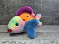 Vtg 1999 TY Beanie Buddy Lips 13  Rainbow Fish Plush Stuffed Animal Colorful g19