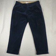 Ralph Lauren Pants Mens 40x30 Navy Blue Corduroy Straight Cuffed Pleated Chino