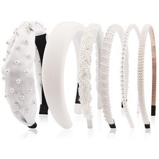 6 PCS White Pearl Bridal Headbands Cute Fashion Elegant Wedding Accessories