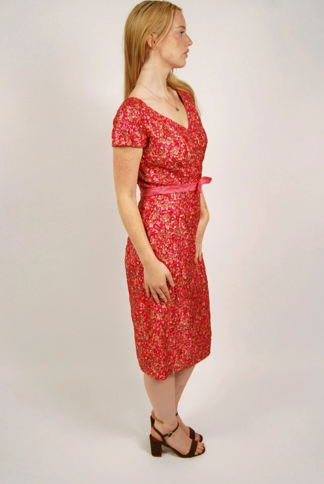 Vestido de novia años 50 (M) rosa medio vintage pinup rockabilly noche floral Foto 2 de 4