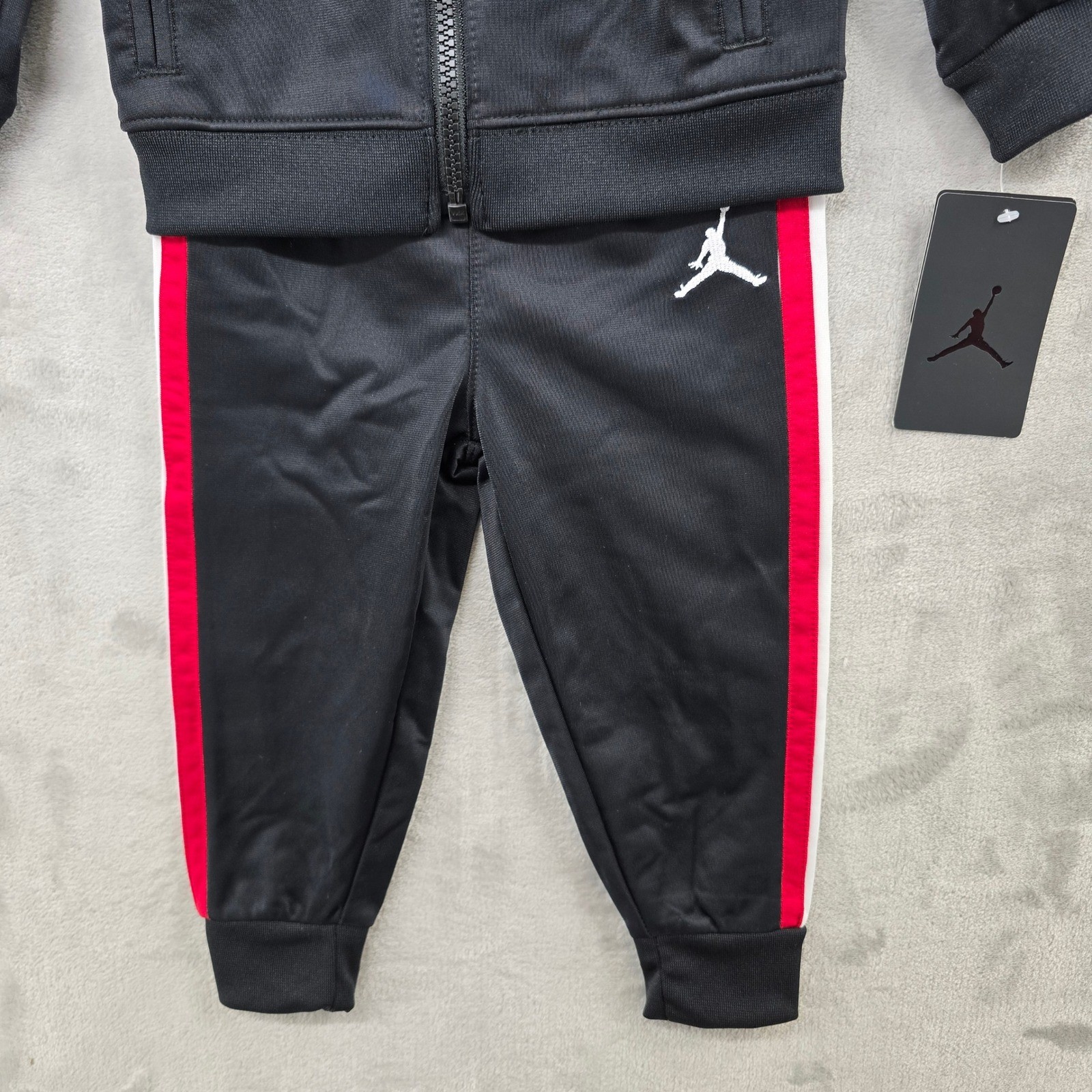 Jordan Toddler Boys 24M Black Red White Jumpman Tracksuit Jacket and Pants Set thumbnail 3