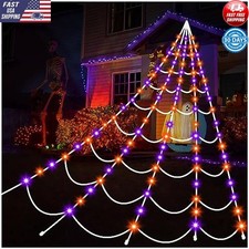 Giant Halloween Spider Web Lights 150 LED Purple Orange Waterproof Timer Outdoor