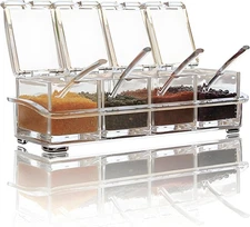 Clear Seasoning Boxes, 4-Piece Set Transparent Condiment Storage Containers