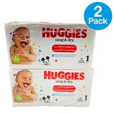 Huggies Snug  Dry Size 1 Diapers 38 Ct Each 2 Pack   New
