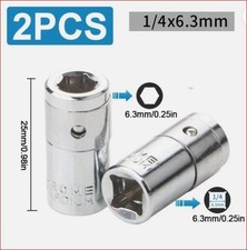 2Pcs/Set 1/4 square hole to 1/4" 6.3mm Hex Screwdriver Bit Adapter Holder Socket